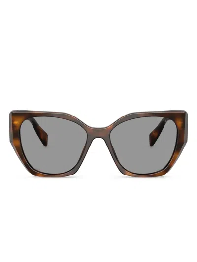 Prada Geometric-frame Sunglasses In Brown