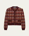 Prada Patterned Wool Cardigan In Amaranto