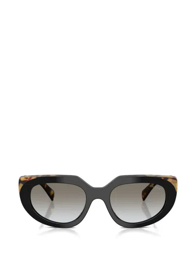 Prada Eyewear Oval Frame Sunglasses In Metallic