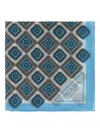 Prada Geometric Print Cotton Scarf With Fringed Edges In Blue