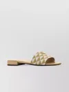 Shop Prada Geometric Pattern Fabric Open Toe Slippers