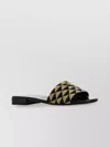 Prada Geometric Pattern Fabric Slippers With Flat Sole In Black