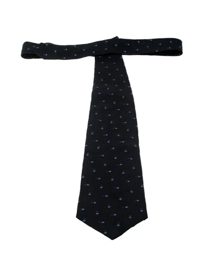 Pre-owned Prada Geometric Pattern Tie In Black