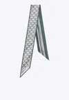 Prada Geometric Print Silk Ribbon Scarf In Green