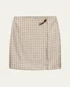 Prada Geometric Print Silk Twill Mini Skirt In Sabbia