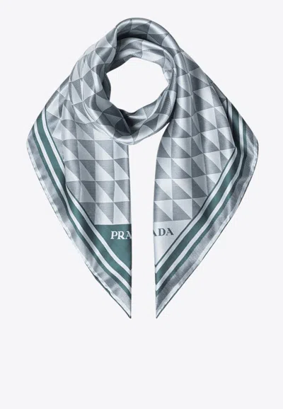 Prada Geometric Print Silk Twill Scarf In Animal Print