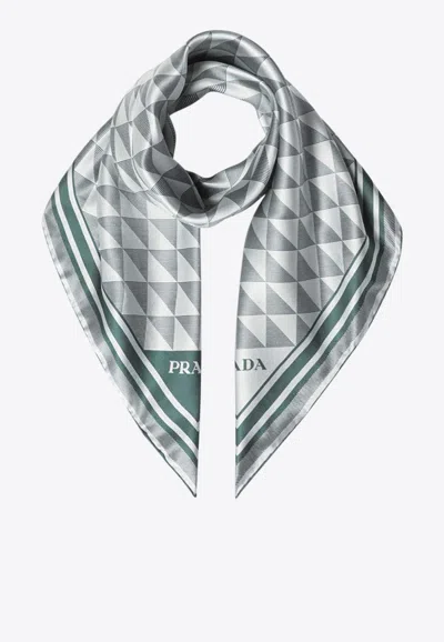 PRADA GEOMETRIC PRINT SILK TWILL SCARF