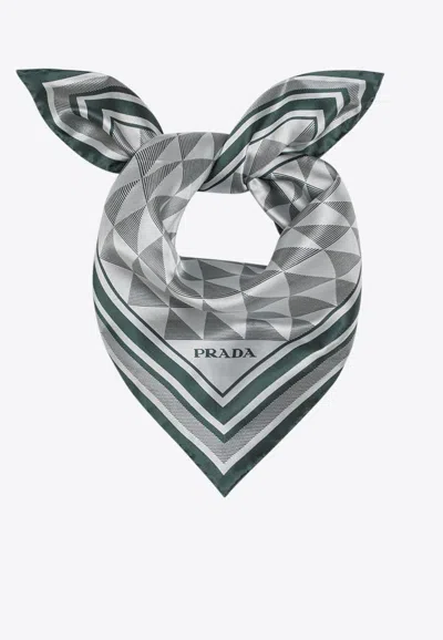 Prada Geometric Print Silk Twill Scarf In Multi