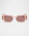 Prada 51mm Rectangular Sunglasses In Transparent Peach