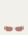 Prada Geometric Rectangle Acetate Sunglasses In Lite Brown