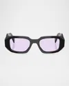 Prada Geometric Rectangle Acetate Sunglasses In Violet