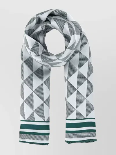 PRADA GEOMETRIC SILK SCARF FRINGED EDGES