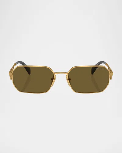 Prada 58mm Irregular Sunglasses In Matte Gold