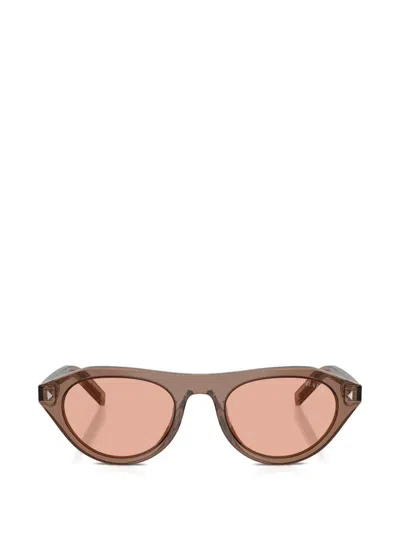 Prada Sonnenbrille Mit Der Ikonischen Metallplakette In Brown