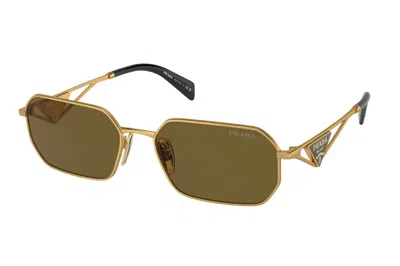 Pre-owned Prada Geometric Sunglasses Gold/brown (spra51)