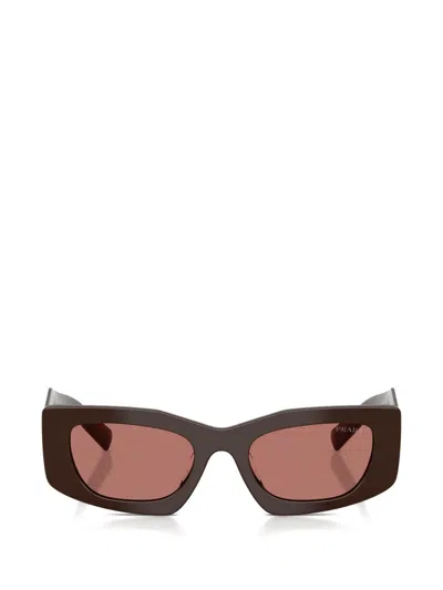 Prada Geometric-frame Sunglasses In Brown