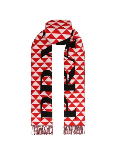 Prada Geometric-pattern Fringed Scarf In Multi