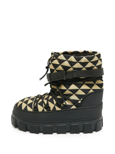 Pre-owned Prada Geometric-print Boots In Black