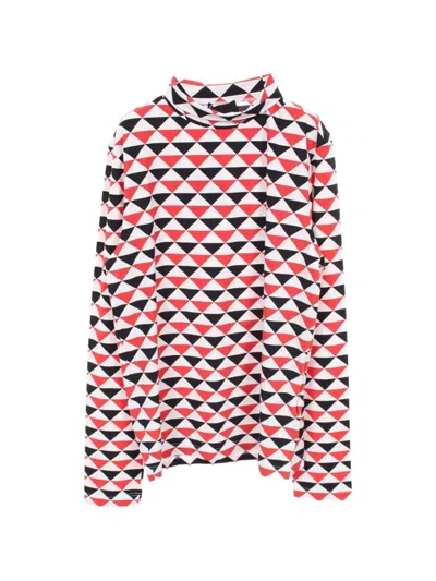 Pre-owned Prada Geometric-print High-neck Top In White