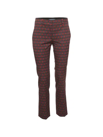 Pre-owned Prada Geometric-print Straight-leg Trousers In Red