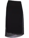 Prada Black Georgette Midi Skirt