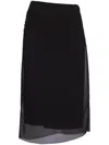 Prada Black Georgette Midi Skirt In Black