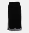 Prada Black Georgette Midi Skirt In Black