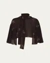 Prada Floral-print Georgette Cape In Mosto