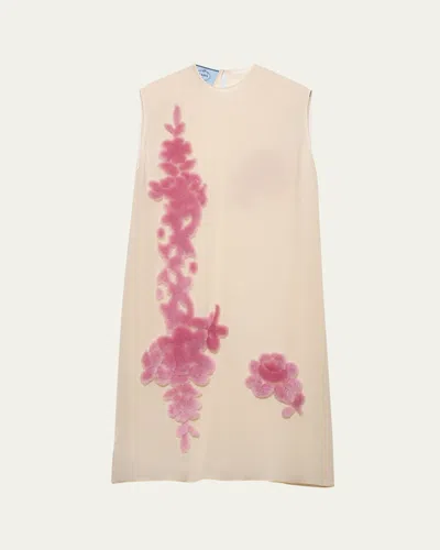 Prada Georgette Midi Dress In White