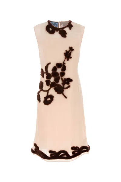 Prada Georgette Silk Dress In Pink
