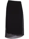 Prada Black Georgette Midi Skirt In Black