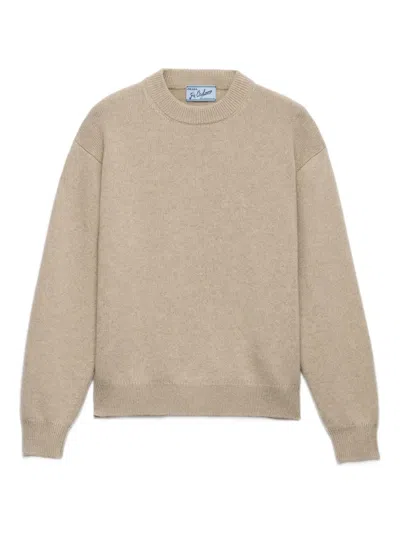 Prada Gerippter Pullover Mit Triangel-logo In Neutral