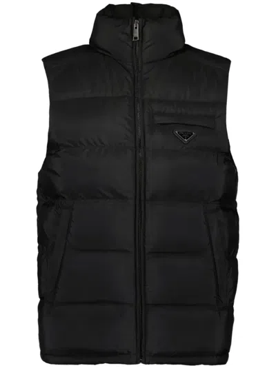 Prada Gesteppte Re-nylon Weste In Black
