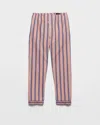 Prada Striped Cotton Pants In Pink