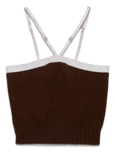 Prada Gestricktes Oberteil Mit Verstellbaren Trägern In Brown