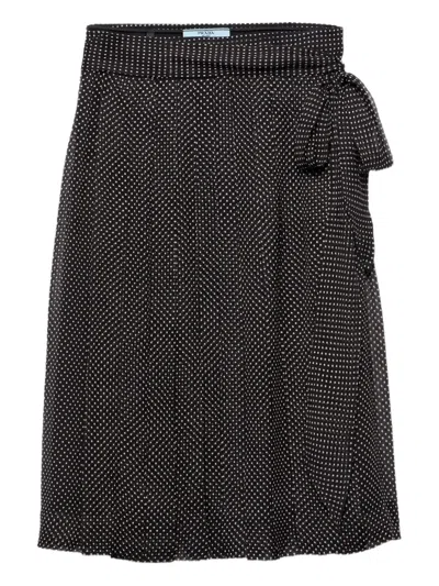 Prada Gewickelter Chiffonrock Mit Print