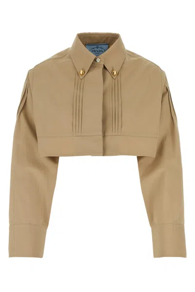 PRADA CAMICIA IN POPELINE BEIGE DONNA