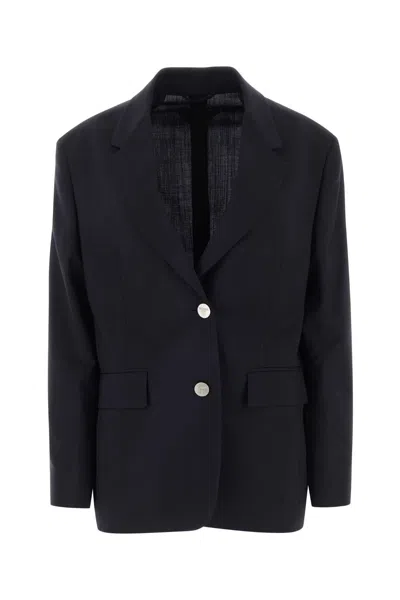 Prada Tailored Double-breasted Jacket With Notch Lapels In Bleu