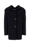Prada Wool Jewel-button Coat In Blue