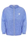 Prada Patterned Lightweight Windbreaker With Elasticated Cuffs In Blue