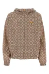 Prada Light Brown Printed Nylon Windbreaker In Brown