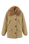 Prada Medium-weight Old Panama Cotton Down Jacket In Neutral