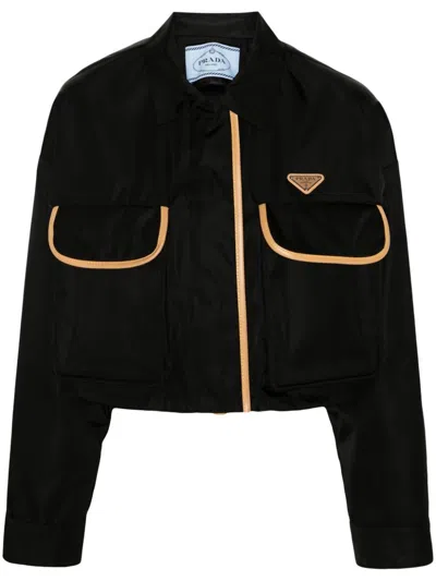 Prada Giacca Con Logo Crop In Black
