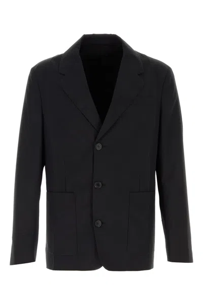 PRADA GIACCA IN MISTO LANA NERA  UOMO