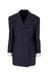 Prada Double-breasted Jackets Long Sleeves Pinstripes