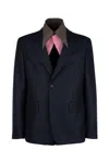Prada Men's Wool Single-breasted Jacket In F0008