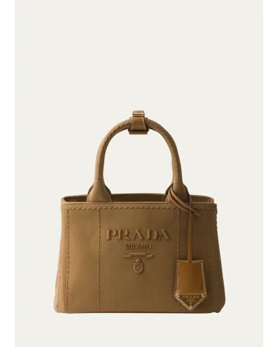 Prada Giardiniera Canvas Tote Bag In Tabacco