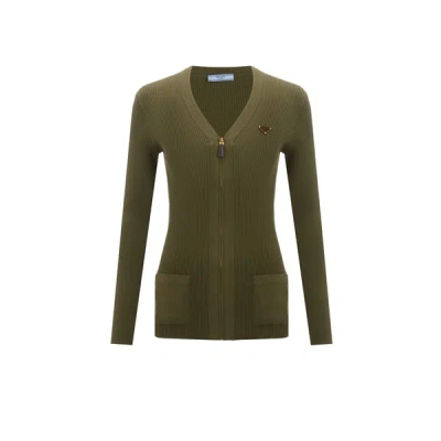 Prada Gilet Côtelé In Green