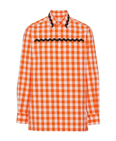 Prada Gingham Check-print Cotton Shirt In Pink