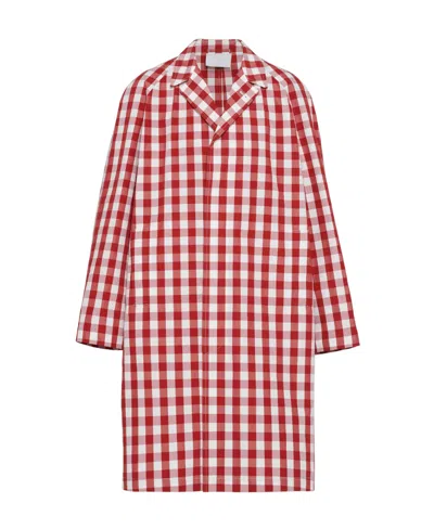 PRADA PRADA CHECK-PRINTED BELTED COAT